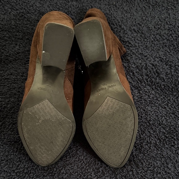 Marc Fisher Rich Brown faux Suede Heeled Boots - Picture 7 of 7